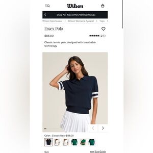 Wilson Essex Polo NWT Classic Navy tennis